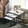 mDesign Set of 3 Nest Tables — Nested End Tables Made of Metal and Wood — Ideal for Use as Living Room Lamp Tables or Bedside Tables — Marble Col
