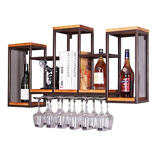 ULAINE Wine Racks Kitchen Bar Unit Storage Shelves Wall Holder, Wine Bottle and Glass Holder, Wall-Mounted Wine Goblet Stemware Holder - Metal Wr