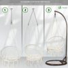 VOUNOT Swing Chair with Round Seat Cushion, Macrame Hammock Hanging Chair for Indoor, Outdoor, Beige