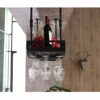 EYLINK Hanging Metal Wine Rack, 30-60Cm Height-Adjustable Iron Hanging Wine Glass Holder, With Wine Bottle Rack, Hanging Cup Rack Home Decoration