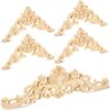 5 Pieces Wood Appliques Onlays Large Applique Onlay Decorative Wood Appliques DIY Wood Appliques for Furniture Long Wood Carved Onlay for Mirror
