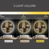 round Led Bathroom Mirror Illuminated Anti Fog Led Light Bathroom Smart Makeup Vanity Touch Sensor Adjustable Brightness Color Change Temperature