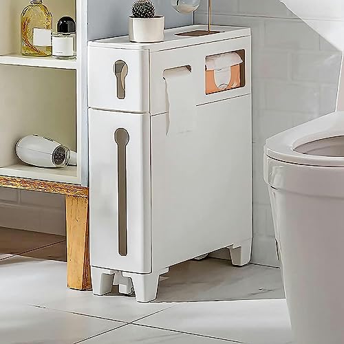 6in Skinny Bathroom Storage Cabinet, Plastic Storage Drawers with Drawer, Multiple Tiers Bathroom Storage Furniture Home Organizer Rack, for Livi