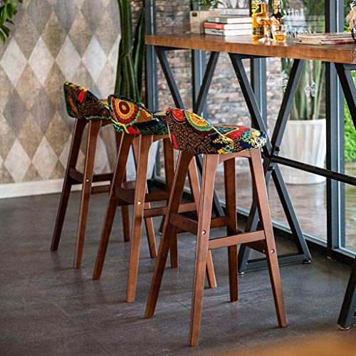 LUKEO FurnitureR Bar Chair Pub Bar Height Barstool Industrial Dining Bar Stools Chairs with PP Seat Backrest and Wooden Leg Set of Bar