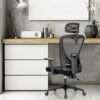 ALPHA HOME Ergonomic Office Chair, High Back Mesh Computer Chair Task Chair with Adjustable Headrest, Armrest and Lumbar Support, Work Chair Swiv