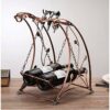 DLOETT Iron Wine Rack- Creative Wine Rack,2 Bottles Swing Iron Art Cup Holder Living Room Countertop Ornaments European Style,Bar Restaurant