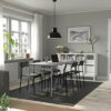 IKEA ADDE/GRÅSALA table and 6 chairs, 160 cm, grey grey/black