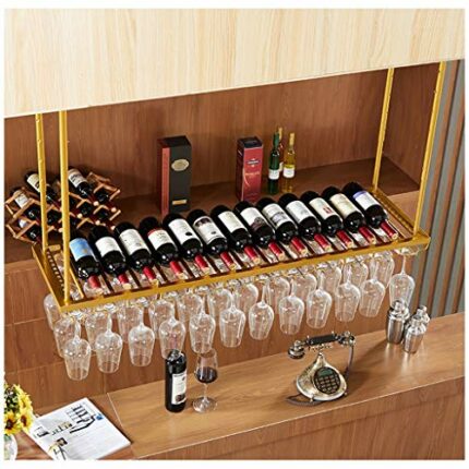 Stylish Simplicity Down Ceiling Wine Rack Vintage Metal Minimalist Creative Living Room Display Home Stylish Simplicity Glass Wine Glass Goblet R