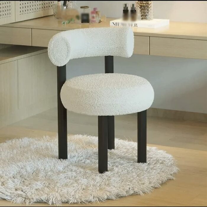 SDFGH Makeup Chair, Girl Bedroom Dressing Table, Stool, Backrest, Curved Chair