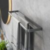 HIGOH Towel Racks,Towel Holder Towel Rail for Bathroom, All-Copper Towel Rail, Bathroom Hand Towel Holder, Bath Towel Bar, Double-Bar Wall Hangin