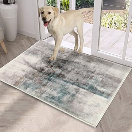 Door Mat, Front Indoor Door Mat Faux Wool Non-Slip Entryway Rug Absorbent Abstract Throw Rug for Indoor Entrance Hallway Laundry Room, High Traff