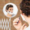 BELLE VOUS Chrome Wall Mounted Extendable 360° Swivel Mirror - 3X Magnification - 22 x 21.7cm/8.66 x 8.54 inches - Double-Sided Rotating Stainles