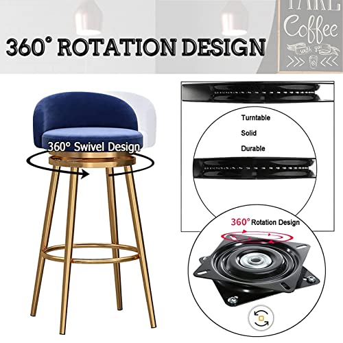 RTYHN Swivel Bar Stools Set of 2, Metal Home Barstools with Velvet Upholstered Island Chairs Stools, for Breakfast/Dining Room Counter Height 25.
