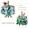 3E Home Patio Round Outdoor Tablecloth Waterproof with Umbrella/Parasol Hole and Zipper[52 inches (132 cm) Palm leaf]