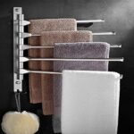 -Shelf,Towel Rack Bathroom Towel Rack,Free Punch Wall Mounted Space Aluminum Rotary Five-Layer Hanger for Kitchen Balconyniture Rack 37Cm