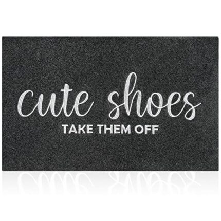 Indoor Door Mat Outdoor Welcome Large 24"x36" Black Mat for Outside Home Entry Cute Shoes Take Them Off Outdoor Entryway Rug Entrance Rug to Bedr