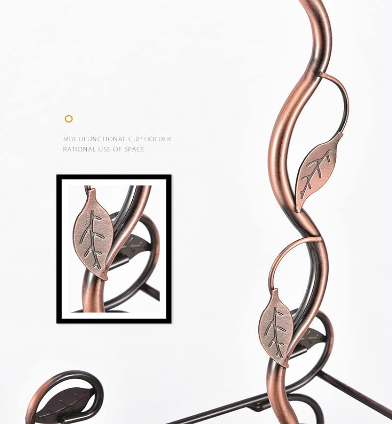 TFIIEXFL European Double Bottle 6Cups Wind Rack Leaf G-Shaped Cup Holder Goblet Wine Storage Basket Bar Family Wine Tools