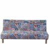 Armless Sofa Bed Cover Vintage Floral Printing Couch Sofa Slipcover Stretch Futon Cover 3 Seater Elastic Full Folding Couch Sofa Cover fits Foldi