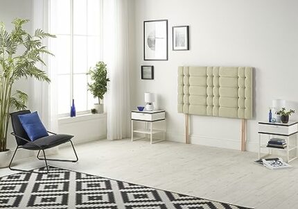 Somnior Beds Bed Centre Bliss Diamante Small Single 82cm Linen Beige Headboard With Wooden Struts