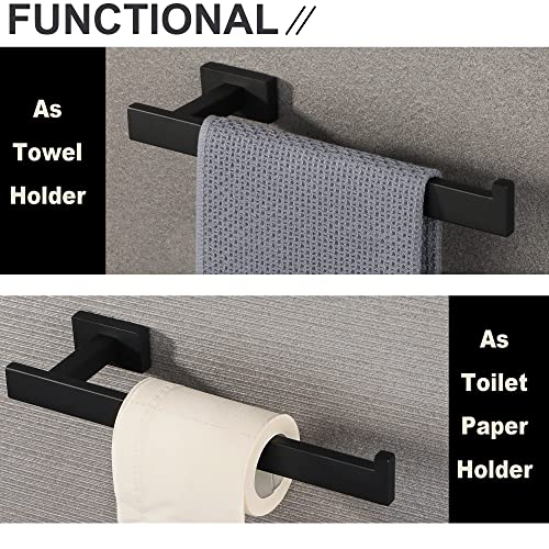 Mooche Hand Towel Holder 30CM Black Towel Rail Wall Mounted for Bathroom, SUS304 Stainless Steel Towel Ring for Kitchen, GOY5290-B