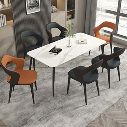 Kitchen Dining Room Furniture Chairs Dining Chair Set Of 6 Sturdy Carbon Steel Metal Legs Ergonomic Seat for Kitchen Counter Lounge Living Room R