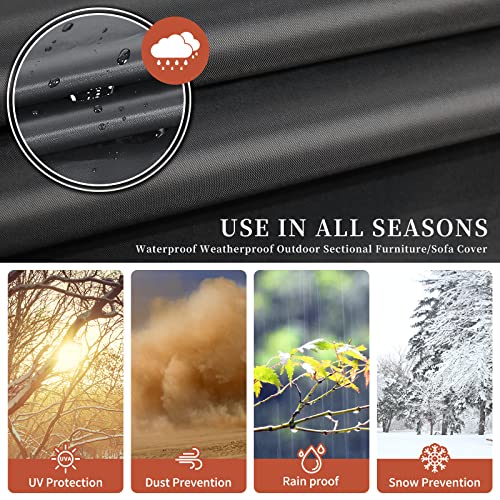 RICHIE V-Shape Garden Furniture Covers Waterproof, L Shape Garden Sofa Covers Windproof, Anti-UV, 420D Heavy Duty Oxford Fabric Outdoor Patio Rat