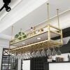 SUCHETA Wine Rack Ceiling Wine Rack Suspension Wine Glass Holder Wine Bottle Holder Overhead Garage Storage Hanging Plant Shelf Wall Mount Shelf