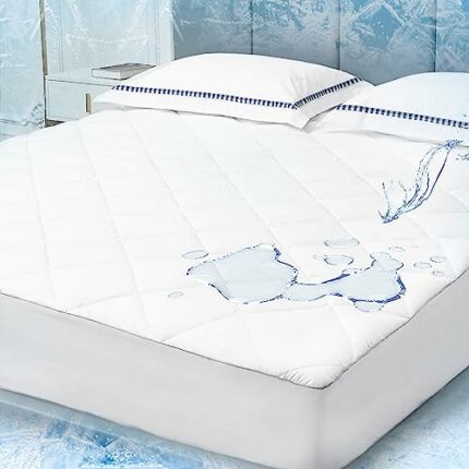 Sunflower Cooling Quilted Twin XL Mattress Protector, Mattress Pad Twinxl Chill Soft, College Dorm Twinxl Mattress Cover Waterproof, 18-22" Extra