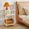 IBUYKE 3-Tier Side Table, Narrow End Table with Storage Shelf, Nightstand Bedside Table for Small Spaces, Bedroom, Living Room, Entryway, Farmhou