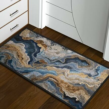 NiHome Abstract River Style Indoor Doormat Entryway Mat, Non Slip Door Mat for Bathroom Bedroom, Entrance Rug for Front Door, Absorbent, Dirt Res