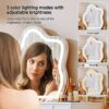 White Modern Vanity desk,Retractable Makeup dressing table with Nightstand,with Lighted Mirror and 2spacious drawers,Gift for Girls and Women wit