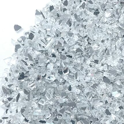 Jeejunye Crushed Mirror Glass 2lb for Crafts, Resin Art Decorative DIY Gray Mirror Pieces 3-6mm