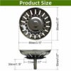 AONAT 2 Pack Kitchen Sink Plug Strainer,Stainless Steel Kitchen Sink Plug Strainer, Sink Strainer Plug for Food/Hair Catcher,UK Sinks Hole Diamet