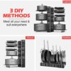 ARVINKEY Pot Rack Organizers, 8 Tiers Pan Organizer Rack for Cabinet, Adjustable Pot Lid Holders & Pan Rack With 3 DIY Methods for Kitchen Counte