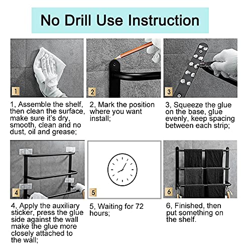 Yeegout 3 Tier Stainless Steel Towel Rack No Drilling for Bathroom Kitchen and Toilet Towel Holder 50cm Silver