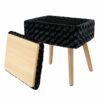 Modern Mink Square Footstool Ottoman,Rectangle Chair with Storage,Rose Pattern Furry Faux Fur Vanity Stool Chair with Metal Legs,Comfy Entryway O