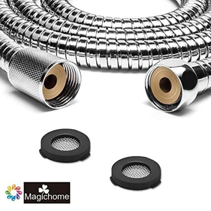 Magichome Stainless Steel Shower Hose, Standard UK Universal Thread Fitting to Fit Any Standard UK Shower Head, 1.5M, Complete with Plastic Washe
