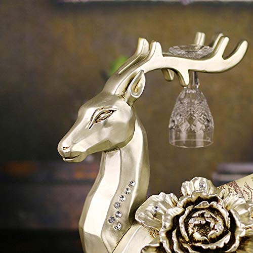 PIBM Stylish Simplicity European Home Decoration Handicraft Factory Direct Resin Lying Deer Wine Rack Peony Business Gifts Wholesale (40 * 25 * 3