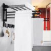 -Shelf,Towel Rack Bathroom Towel Rack Shelf, Swing Towel Bars, Towel Rail Wall Mounted Towel Rack Holder for Kitchen, Bathroom, Toilet