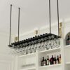 SUCHETA Hanging Wine Rack with Glass Holder and Shelf, Wine Rack Ceiling Wine Racks, Hanging Wine Glass Holder, Upside Down Home Wine Holder, Win