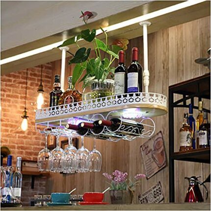 Stylish Simplicity Down Wine Rack, Metal Iron Wine Rack, Vintage Wine Rack, Goblet Rack Home, Restaurant Kitchen Bar Decoration Floating Wine Rac