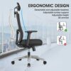 Duwinson Ergonomic Mesh Home Office Chair With Back Support, 3-Way Adjustment Armrest, Executive Desk Chair with Reclining Adjustment, Adjustable
