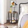VASAGLE Side Table, Industrial Coffee Table, Round Sofa Table With Steel Frame, for Living Room, Bedroom, Stable and Simple Construction, Rustic