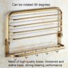 HIGOH Towel Racks, Bathroom Towel Rack Wall Mounted Towel Holder,Antique Multifunctional Folding Bath Towel Rack,All Copper Hook Towel Shelf,Euro