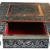 AA Shopers 12"x12" Oxidised Copper Bajot Low Table Bajath Chowkie Coffee Wedding Puja Camping Table with Drawer Storage