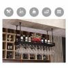 EYLINK Hanging Metal Wine Rack, 30-60Cm Height-Adjustable Iron Hanging Wine Glass Holder, With Wine Bottle Rack, Hanging Cup Rack Home Decoration