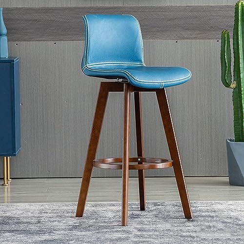 N/A Bar Stools Set of 2, Swivel Bar Chair Rubberwood High Stools, with Upholstered Backrest Seat & Footrest, for Kitchen Counter Dining Room Isla