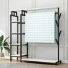 Clothes Rack, Heavy Duty 5 Tier Coat Rack with Hanging Rail, Open Wardrobe, 4 Hooks, Industrial Design, Metal Frame, White 140x40x170cm