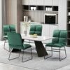 Warmiehomy Dining Chairs Set of 2,Foldable Velvet Chair Upholstered Chair with Black Metal Legs&Soft Backrest Reception Chair Padded Seat for Liv