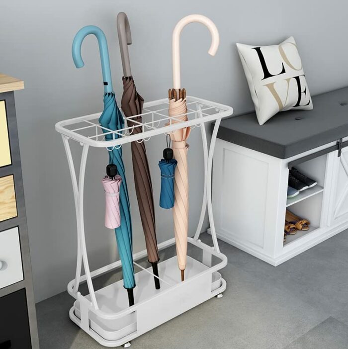 AANAN Umbrella Stands,Umbrella Holder Iron Umbrella Stand Rack Metal Screw Reinforcement Drain Tray Design Design Indoor Umbrella Holder Umbrella